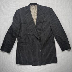 Vintage Paul Stuart Blazer Double Breasted Pinstripe Gray Lined Size Chest 41